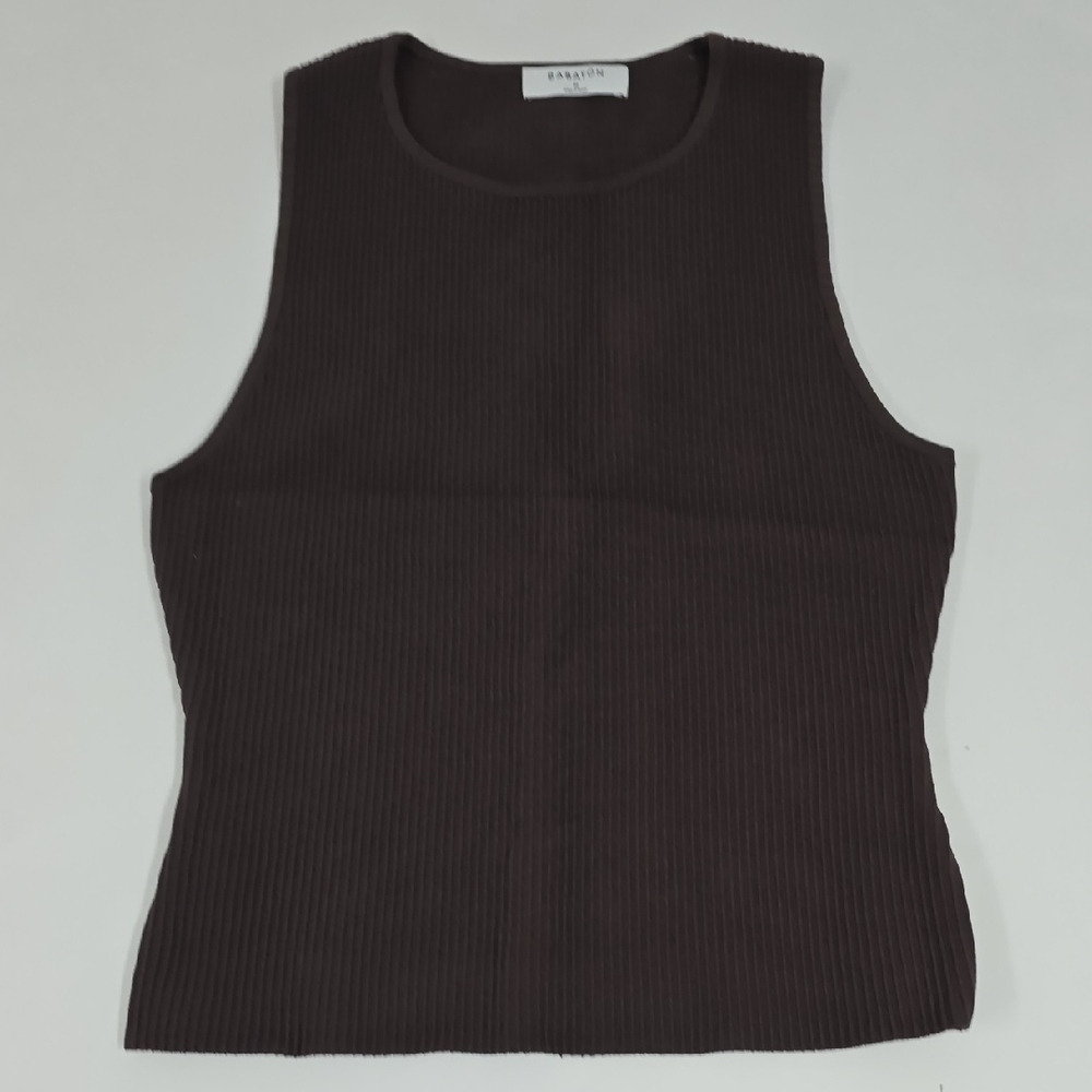 Babaton Ribbed Sleeveless Tank Top in Dark Brown